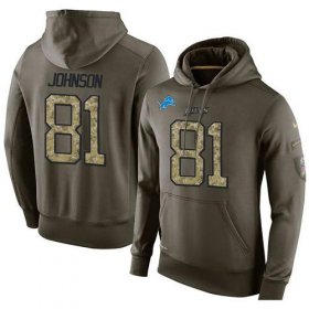Wholesale Cheap NFL Men\'s Nike Detroit Lions #81 Calvin Johnson Stitched Green Olive Salute To Service KO Performance Hoodie