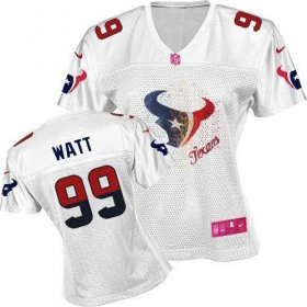 Wholesale Cheap Nike Texans #99 J.J. Watt White Women\'s Fem Fan NFL Game Jersey