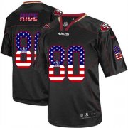 Wholesale Cheap Nike 49ers #80 Jerry Rice Black Men's Stitched NFL Elite USA Flag Fashion Jersey