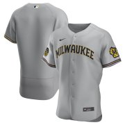 Wholesale Cheap Milwaukee Brewers Men's Nike Gray Road 2020 Authentic Team MLB Jersey