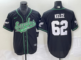 Wholesale Cheap Men\'s Philadelphia Eagles #62 Jason Kelce Black Cool Base Stitched Baseball Jersey