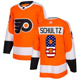 Wholesale Cheap Adidas Flyers #8 Dave Schultz Orange Home Authentic USA Flag Stitched NHL Jersey
