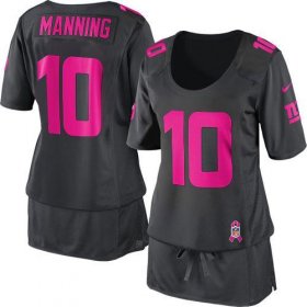 Wholesale Cheap Nike Giants #10 Eli Manning Dark Grey Women\'s Breast Cancer Awareness Stitched NFL Elite Jersey