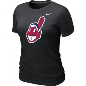 Wholesale Cheap Women\'s MLB Cleveland Indians Heathered Nike Blended T-Shirt Black