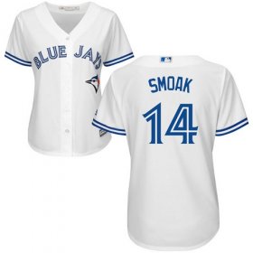 Wholesale Cheap Blue Jays #14 Justin Smoak White Home Women\'s Stitched MLB Jersey