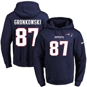 Wholesale Cheap Nike Patriots #87 Rob Gronkowski Navy Blue Name & Number Pullover NFL Hoodie