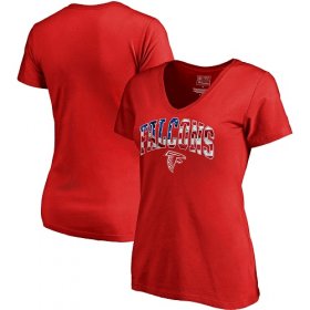 Wholesale Cheap Women\'s Atlanta Falcons NFL Pro Line by Fanatics Branded Red Banner Wave V-Neck T-Shirt