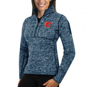 Wholesale Cheap Calgary Flames Antigua Women\'s Fortune 1/2-Zip Pullover Sweater Royal