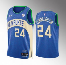 Men\'s Milwaukee Bucks #24 Pat Connaughton Blue 2023-24 City Edition Stitched Basketball Jersey