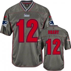 Wholesale Cheap Nike Patriots #12 Tom Brady Grey Men\'s Stitched NFL Elite Vapor Jersey