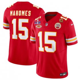 Cheap Men\'s Kansas City Chiefs #15 Patrick Mahomes Red 2024 F.U.S.E. Super Bowl LVIII Patch With NKH Patch And 4-star C Patch Vapor Untouchable Limited Football Stitched Jersey