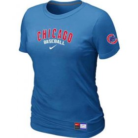Wholesale Cheap Women\'s Chicago Cubs Nike Short Sleeve Practice MLB T-Shirt Indigo Blue