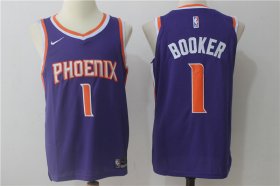 Wholesale Cheap Men\'s Phoenix Suns #1 Devin Booker Purple 2017-2018 Nike Swingman Stitched NBA Jersey