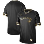 Wholesale Cheap Nike Blue Jays Blank Black Gold Authentic Stitched MLB Jersey