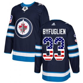 Wholesale Cheap Adidas Jets #33 Dustin Byfuglien Navy Blue Home Authentic USA Flag Stitched NHL Jersey