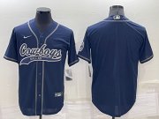 Wholesale Cheap Men's Dallas Cowboys Blank Navy Cool Base Stitched Baseball Jersey