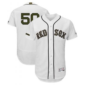 Wholesale Cheap Red Sox #50 Mookie Betts White Flexbase Authentic Collection 2018 Memorial Day Stitched MLB Jersey