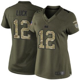 Wholesale Cheap Nike Colts #12 Andrew Luck Green Women\'s Stitched NFL Limited 2015 Salute to Service Jersey