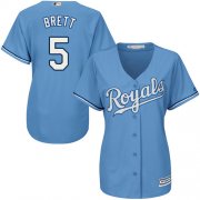 Wholesale Cheap Royals #5 George Brett Light Blue Alternate Women's Stitched MLB Jersey
