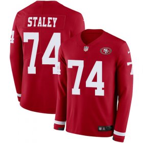 Wholesale Cheap Nike 49ers #74 Joe Staley Red Team Color Men\'s Stitched NFL Limited Therma Long Sleeve Jersey