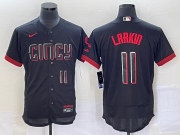 Wholesale Cheap Men's Cincinnati Reds #11 Barry Larkin Number Black 2023 City Connect Flex Base Stitched Jersey