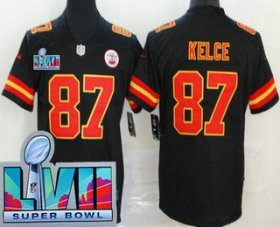 Cheap Men\'s Kansas City Chiefs #87 Travis Kelce Limited Black Super Bowl LVII Vapor Jersey