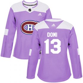 Wholesale Cheap Adidas Canadiens #13 Max Domi Purple Authentic Fights Cancer Women\'s Stitched NHL Jersey