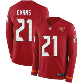 Wholesale Cheap Nike Buccaneers #21 Justin Evans Red Team Color Men\'s Stitched NFL Limited Therma Long Sleeve Jersey