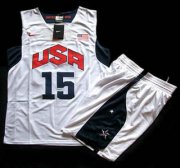 Wholesale Cheap 2012 Olympic USA Team #15 Carmelo Anthony White Basketball Jerseys & Shorts Suit