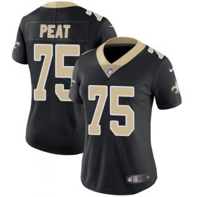 Wholesale Cheap Nike Saints #75 Andrus Peat Black Team Color Women\'s Stitched NFL Vapor Untouchable Limited Jersey