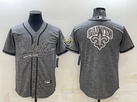 Wholesale Cheap Men\'s New Orleans Saints Grey Team Big Logo With Patch Cool Base Stitched Baseball Jersey