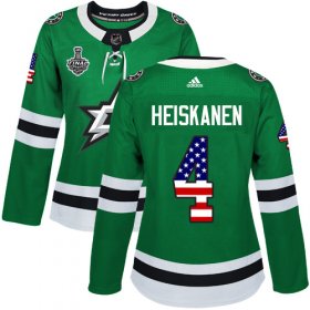 Cheap Adidas Stars #4 Miro Heiskanen Green Home Authentic USA Flag Women\'s 2020 Stanley Cup Final Stitched NHL Jersey