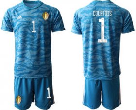 Wholesale Cheap Belgium 1 COURTOIS Blue Goalkeeper UEFA Euro 2020 Soccer Jersey