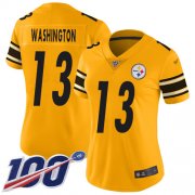 Wholesale Cheap Nike Steelers #13 James Washington Gold Women's Stitched NFL Limited Inverted Legend 100th Season Jersey