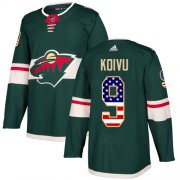 Wholesale Cheap Adidas Wild #9 Mikko Koivu Green Home Authentic USA Flag Stitched Youth NHL Jersey