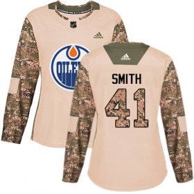 Wholesale Cheap Adidas Oilers #41 Mike Smith Camo Authentic 2017 Veterans Day Women\'s Stitched NHL Jersey