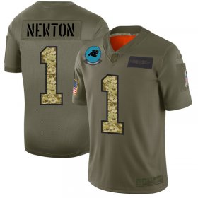 Wholesale Cheap Carolina Panthers #1 Cam Newton Men\'s Nike 2019 Olive Camo Salute To Service Limited NFL Jersey