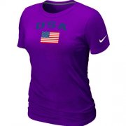 Wholesale Cheap Women's USA Olympics USA Flag Collection Locker Room T-Shirt Purple