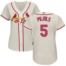 Wholesale Cheap Cardinals #5 Albert Pujols Cream Alternate Women\'s Stitched MLB Jersey