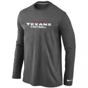 Wholesale Cheap Nike Houston Texans Authentic Font Long Sleeve T-Shirt Dark Grey