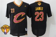 Wholesale Cheap Men's Cleveland Cavaliers LeBron James #23 2017 The NBA Finals Patch New Black Short-Sleeved Jersey