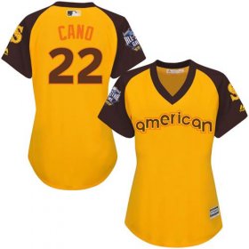 Wholesale Cheap Mariners #22 Robinson Cano Gold 2016 All-Star American League Women\'s Stitched MLB Jersey
