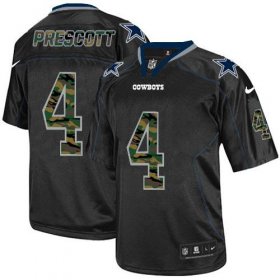 Wholesale Cheap Nike Cowboys #4 Dak Prescott Black Men\'s Stitched NFL Elite Camo Fashion Jersey