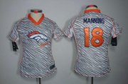 Wholesale Cheap Nike Broncos #18 Peyton Manning Zebra Women's Stitched NFL Elite Jersey
