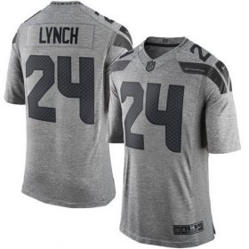 Wholesale Cheap Nike Seahawks #24 Marshawn Lynch Gray Men\'s Stitched NFL Limited Gridiron Gray Jersey