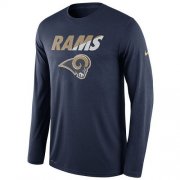 Wholesale Cheap Men's Los Angeles Rams Nike Navy Legend Staff Practice Long Sleeves Performance T-Shirt