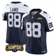 Cheap Men's Dallas Cowboys #88 CeeDee Lamb Navy White 2023 F.U.S.E. NFC East Champions Patch Football Stitched Jersey