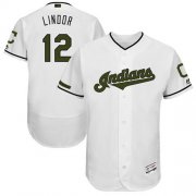 Wholesale Cheap Indians #12 Francisco Lindor White Flexbase Authentic Collection Memorial Day Stitched MLB Jersey