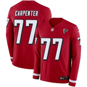 Wholesale Cheap Nike Falcons #77 James Carpenter Red Team Color Men\'s Stitched NFL Limited Therma Long Sleeve Jersey