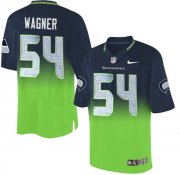 Wholesale Cheap Nike Seahawks #54 Bobby Wagner Steel Blue/Green Men's Stitched NFL Elite Fadeaway Fashion Jersey